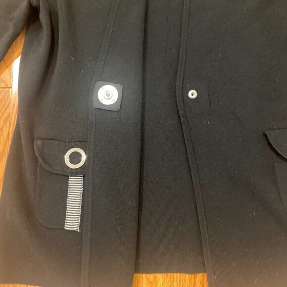 Y2k JONES NEW YORK BLACK & WHT 3/4 SLEEVE OVERSIZED SWEATER SNAP CLOSURE NWOT XL - Picture 3 of 8